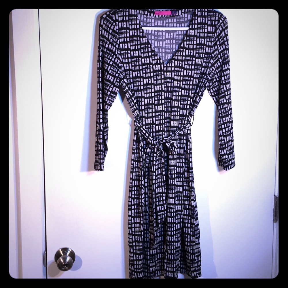 NEW Ava Jersey abstract printed dress with waist tie